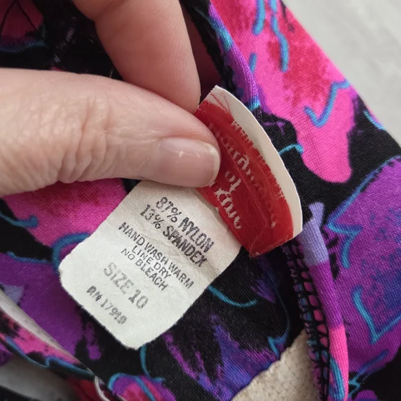 Maxine of Hollywood Black One-Piece with Pink & Purple Floral Print - Picture 5 of 8